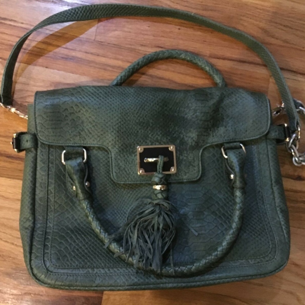 New Elliott Lucca Olive Green Leather Satchel